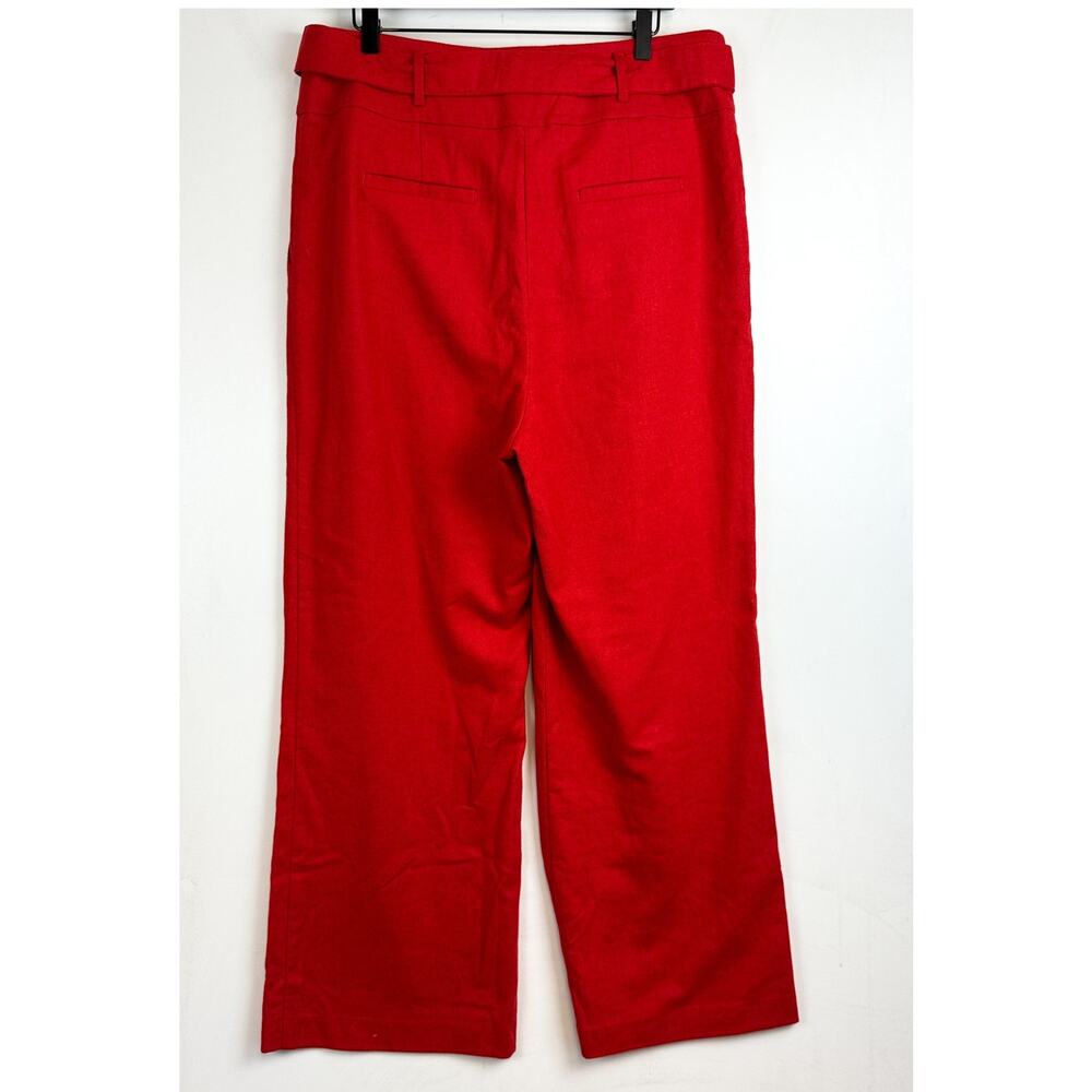 Boden Womens Wide Leg Tie Waist Trouser Pants Wool Blend Red - 12 US - Picture 4 of 9